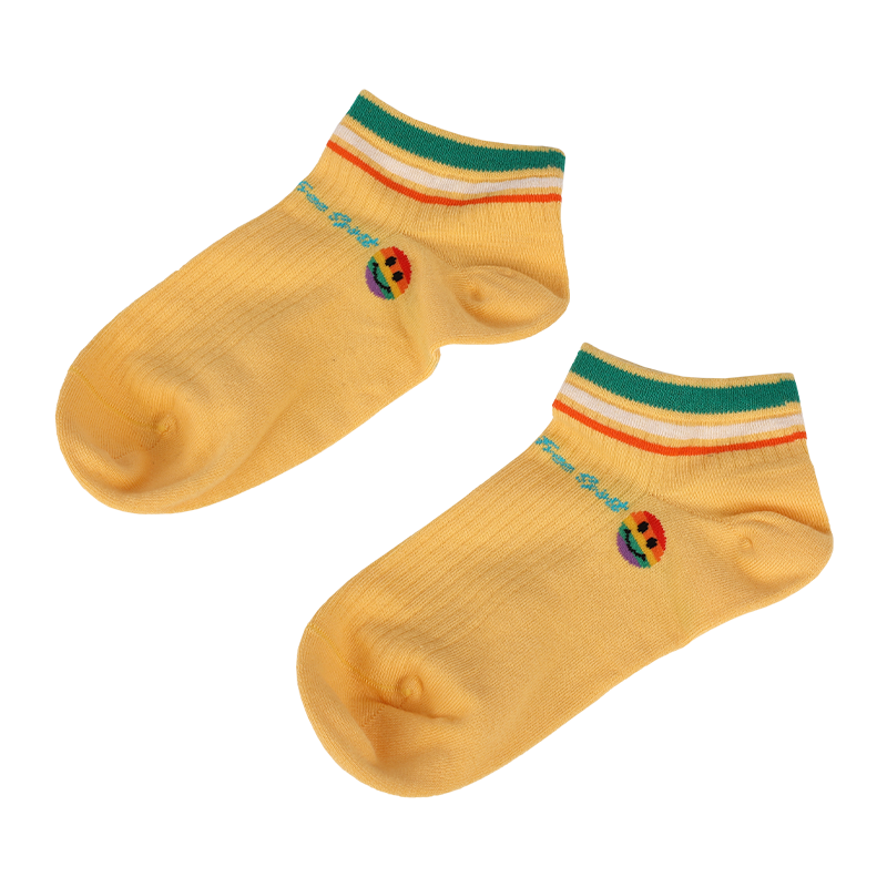 Grossist- eller anpassade smiley-emoji-ansiktsmönstrade sneakerstrumpor för damer