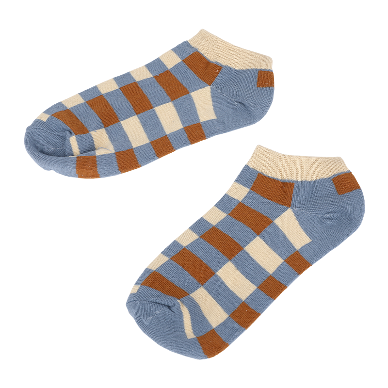 Klassisk randig rutig ankel slät tå sneakersockor liner sportstrumpor för män tillverkade av miljövänliga naturens fräscha 100 % nedbrytbara garn
