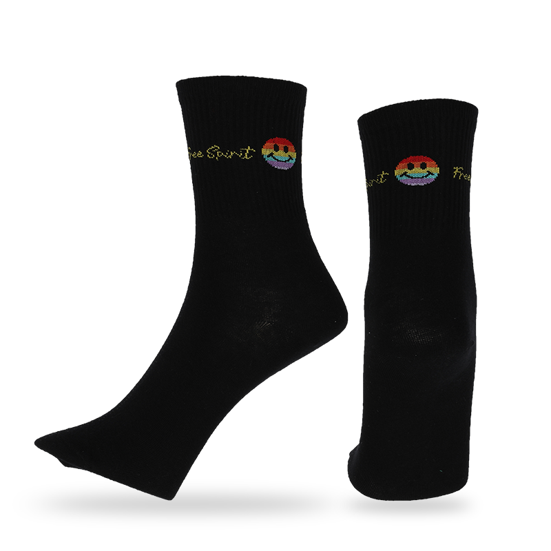 Casual, klänning eller anpassade emoji ansiktsmönster streetwear strumpor gjorda av högkvalitativ kammad bomull för män, klassiska quarterstrumpor med smileymönster och ränder